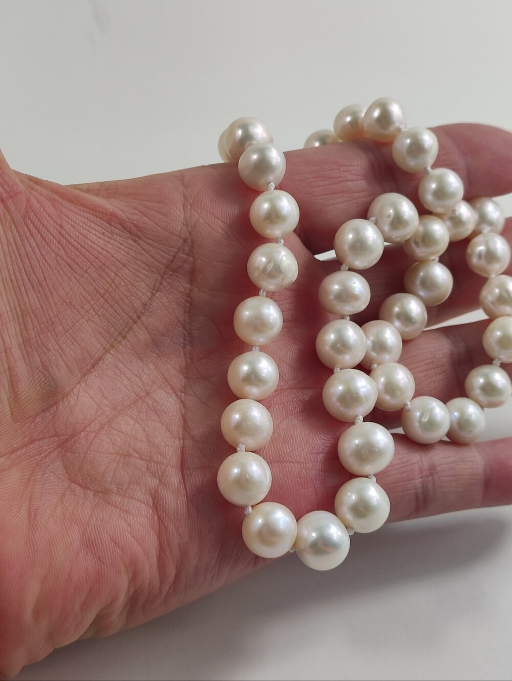 Freshwater Pearl Necklace 18" White Cream Baroque Pearl Strand Necklace - Picture 5 of 11